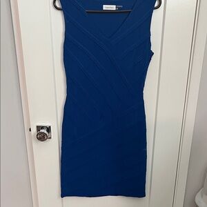 Calvin Klein V-Neck Blue Mini Dress